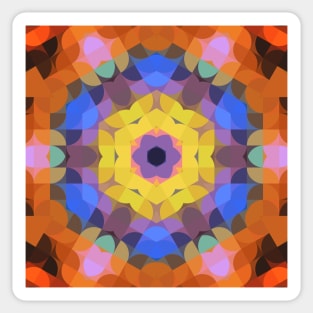 Retro Mandala Flower Yellow Blue and Orange Sticker